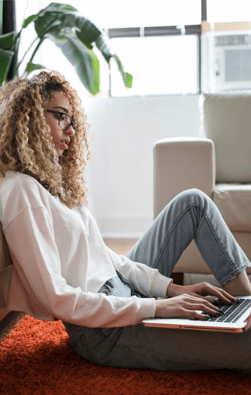 girl working with laptop